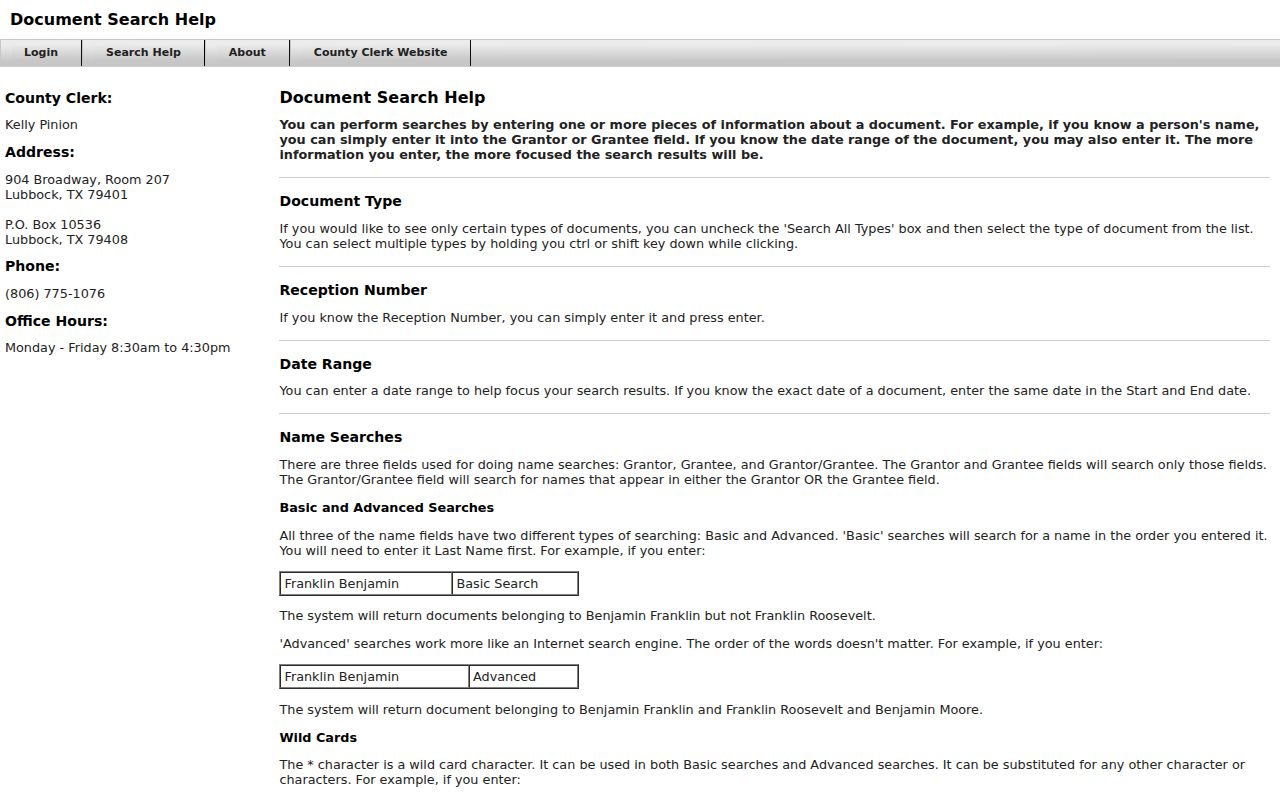 Lubbock street directory EagleWeb grantor grantee search help