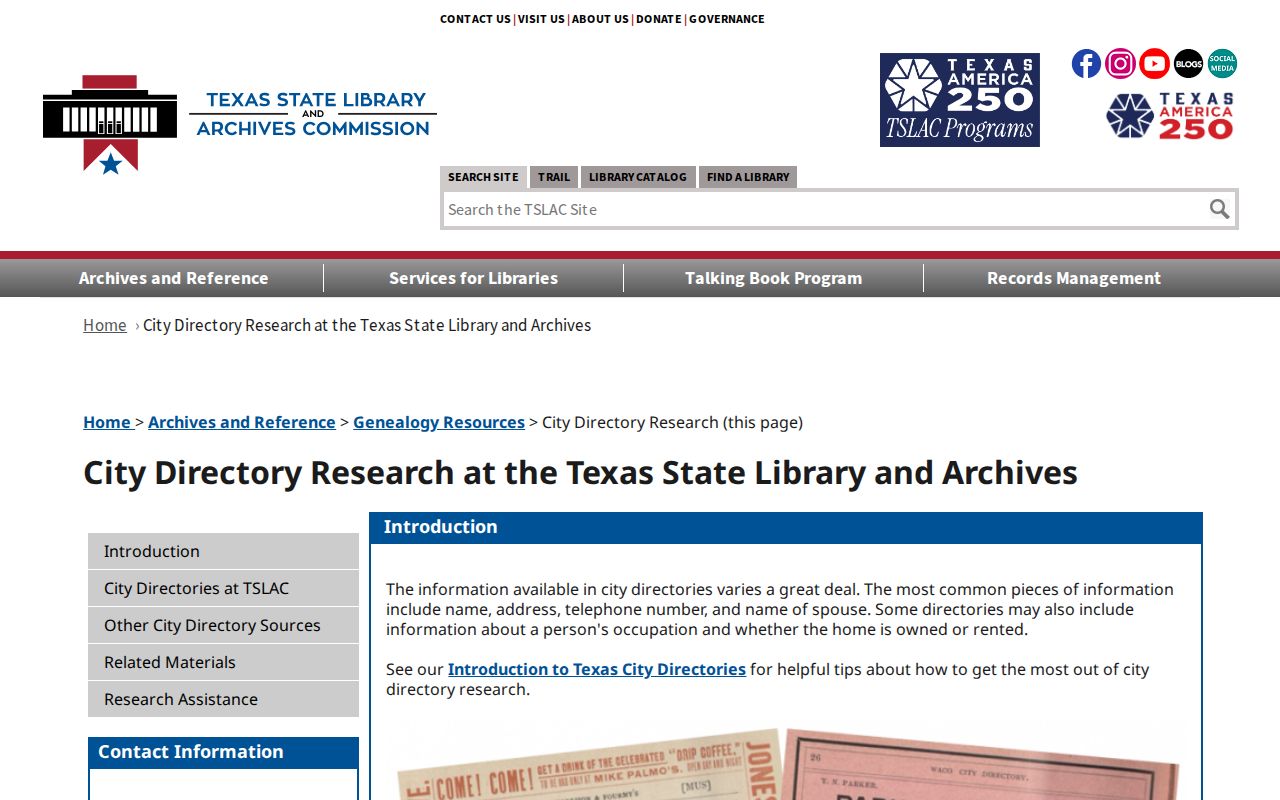 Lubbock city directory research route through the Texas State Library guide
