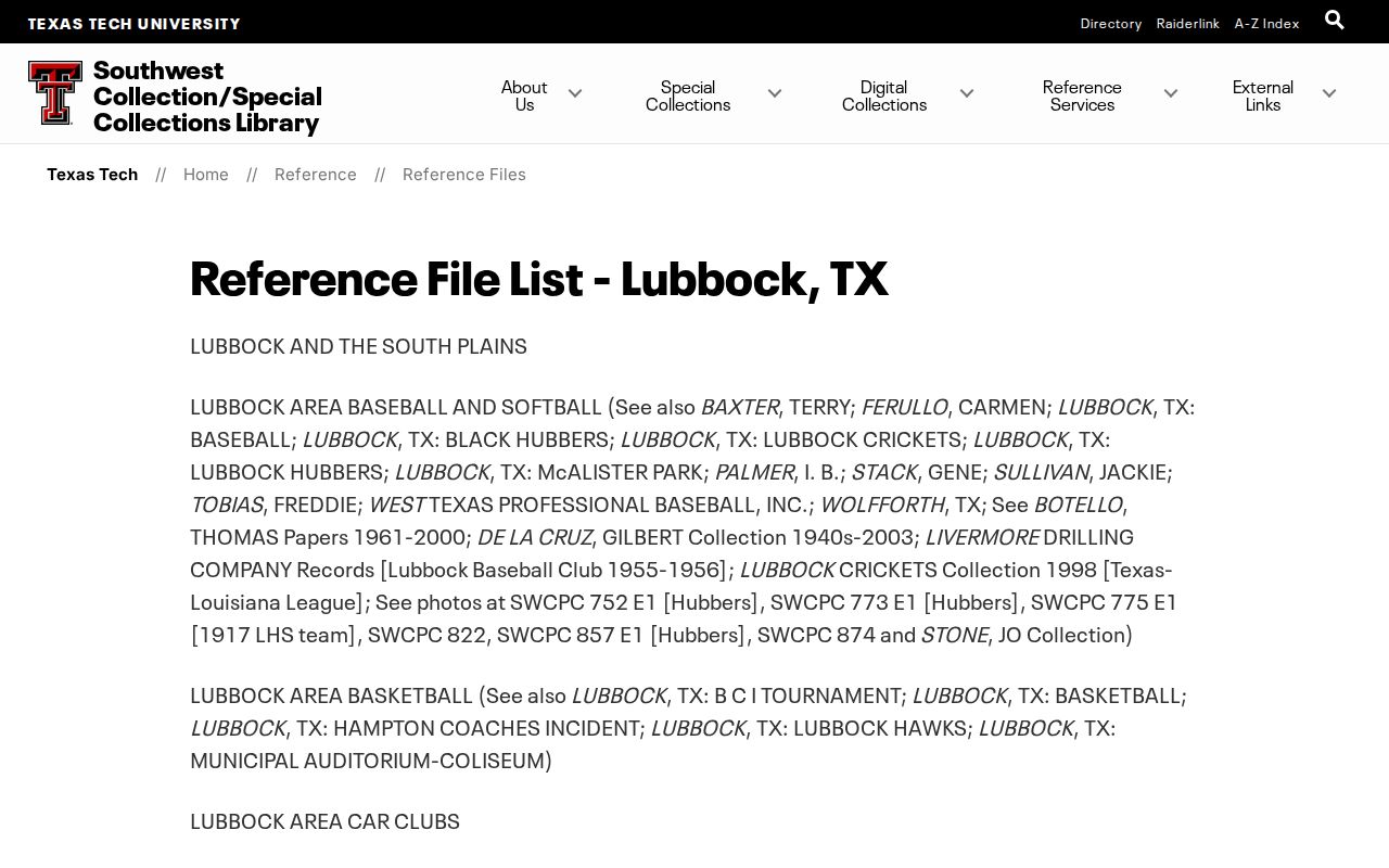 Lubbock city directory companion holdings in the Texas Tech Southwest Collection